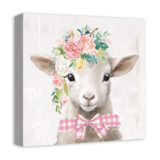 Floral Lamb Canvas Wall Art